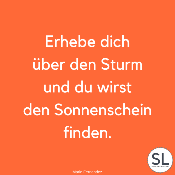 Erhebe dich über den Sturm und du wirst den Sonnenschein finden von Mario Fernandez - Sonnenschein Sprüche